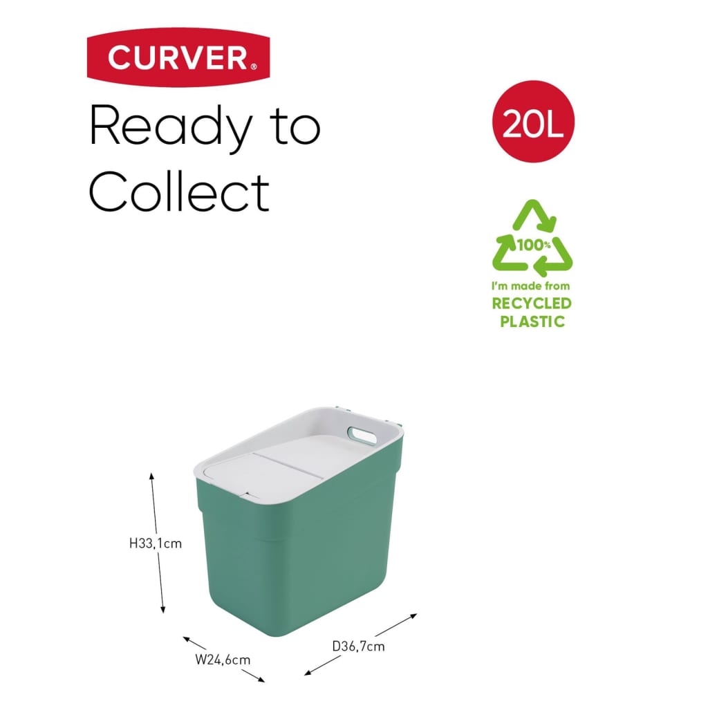 Curver Trash Can Ready to Collect 20L Mint Green