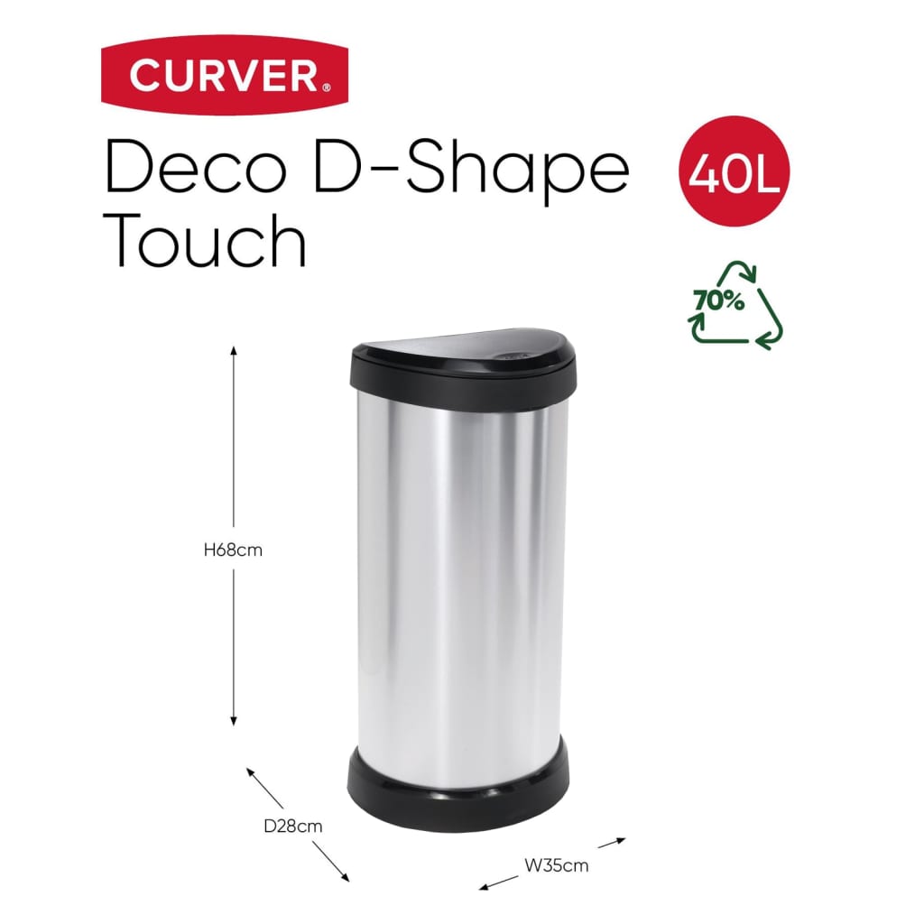 Curver Pedal Bin Deco Oval 40L Silver