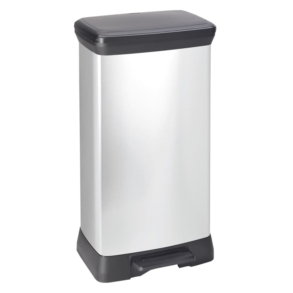 Curver Pedal Bin Deco Rectangular 50L Silver