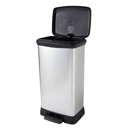 Curver Pedal Bin Deco Rectangular 50L Silver