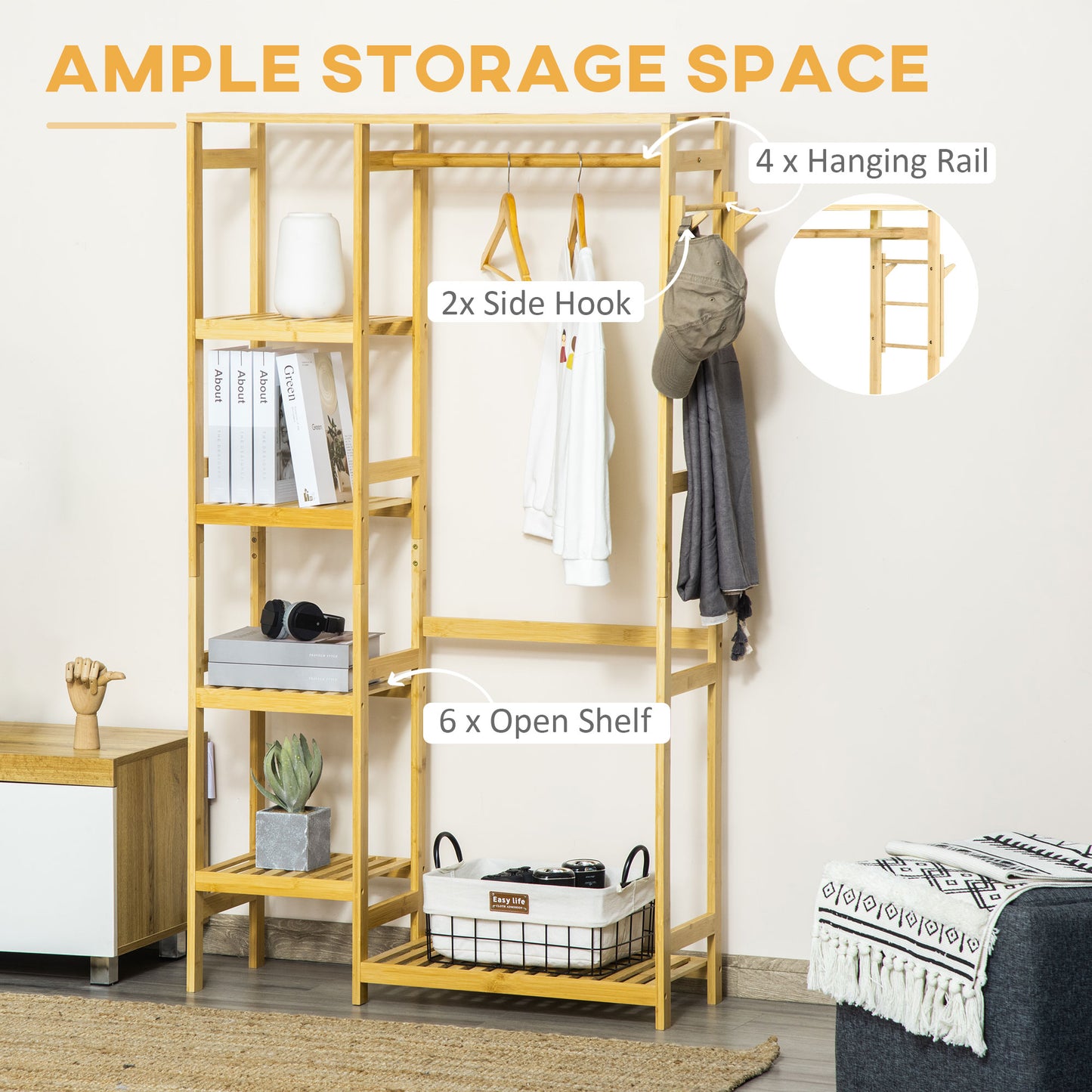 Baboo 155cm Clothing Storage Five Shelf by Homcom