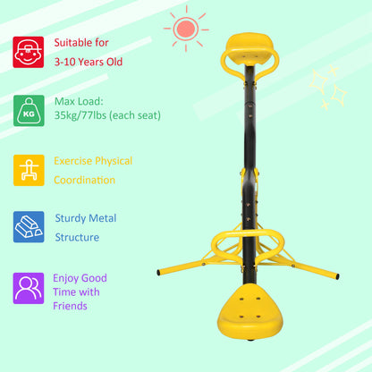 Outsunny 360° Rotating Kids Seesaw Metal Teeter-Totter Children Playground Equipment for Indoors and Outdoors