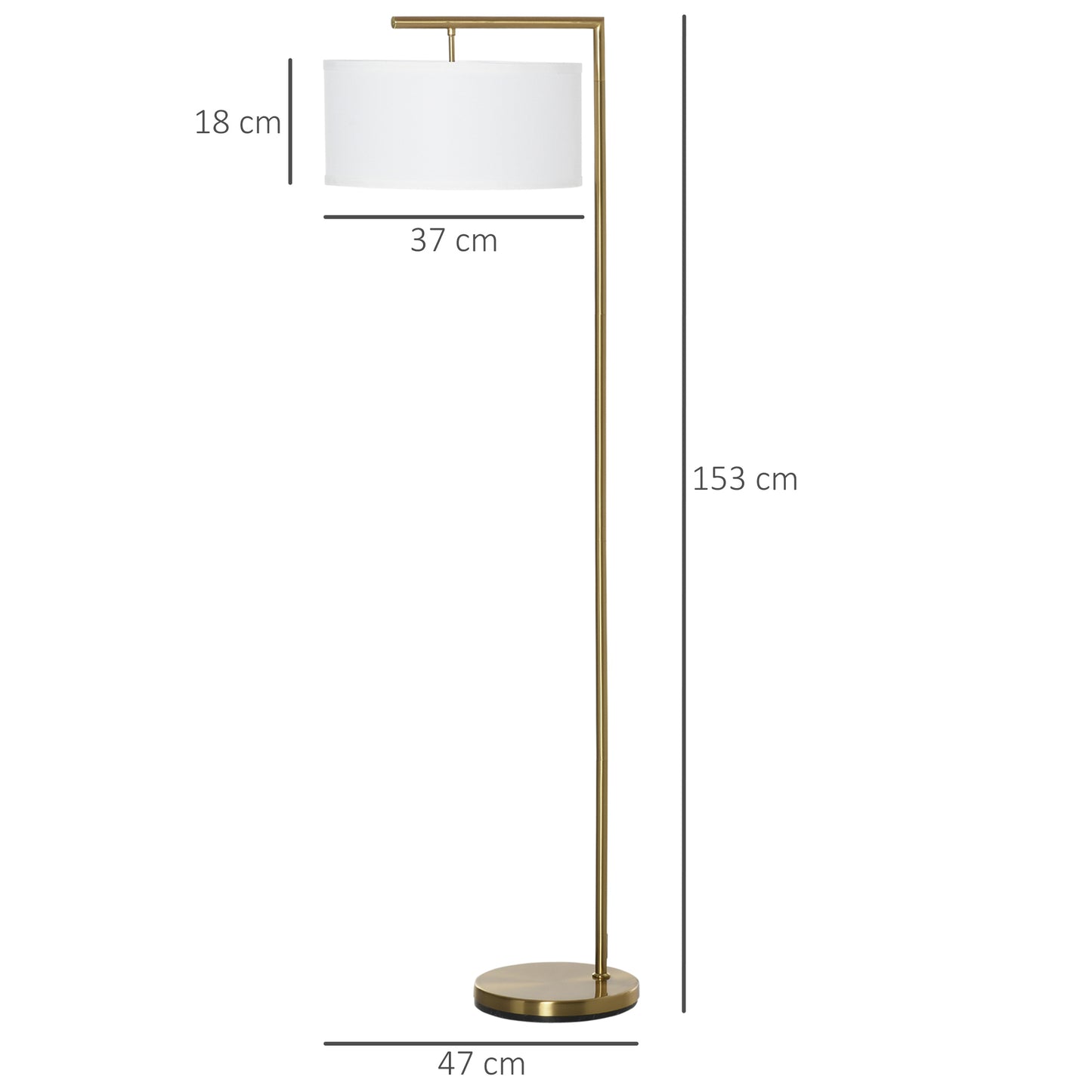 Homcom Modern Floor Lamp Tall Pole Light with Linen Shade E27 Holder for Home Office