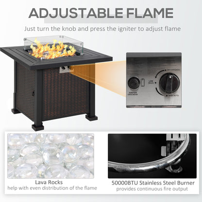 Outsunny Square Propane Gas Fire Pit Table