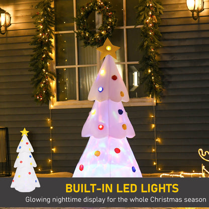 Homcom 6FT Christmas Inflatable Tree LED Lighted for Home Indoor Outdoor Decoration White