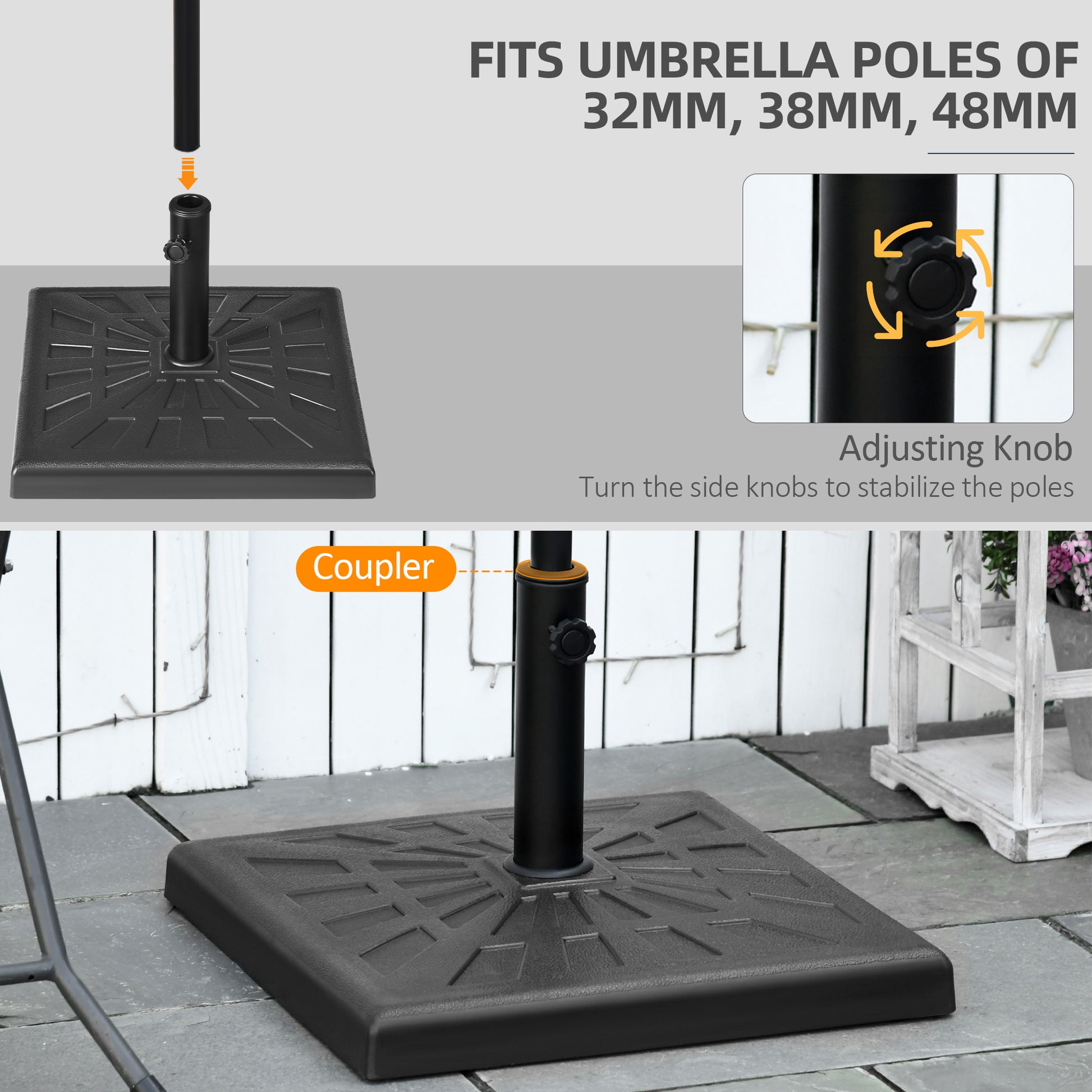 Outsunny 19kg Resin Garden Parasol Base Holder