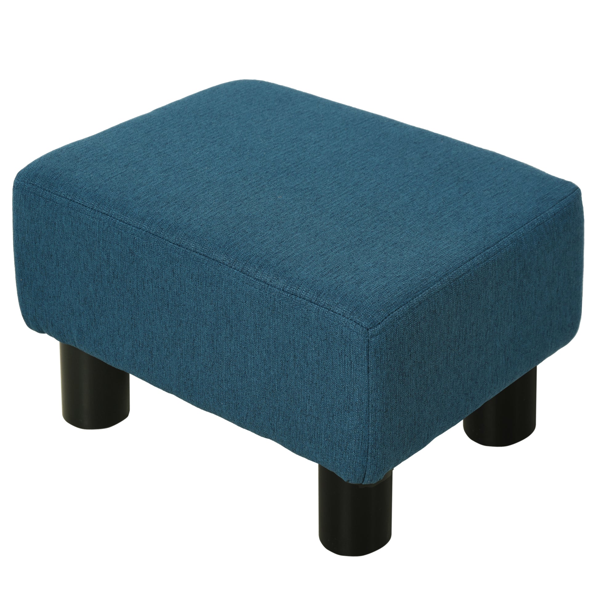 Homcom Linen Fabric Footstool Footrest Small Seat Foot Rest Chair Ottoman Light Home Office with Legs 40 x 30 x 24cm Blue