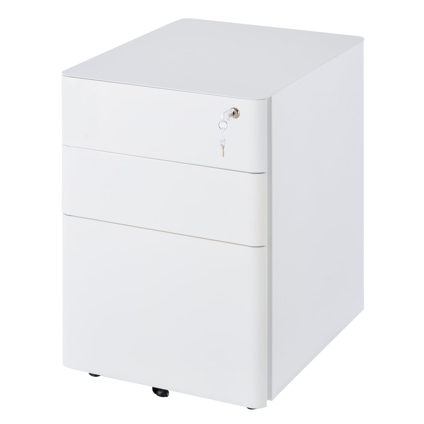 Vinsetto Fully Assembled 3 Drawer Steel Metal Filing Cabinet Lockable Rolling Vertical File Cabinet White