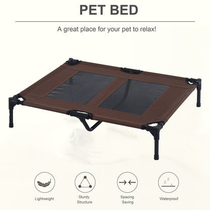 PawHut 91.5Lx76.2Wx18H cm Elevated Pet Bed-Brown/Black Frame