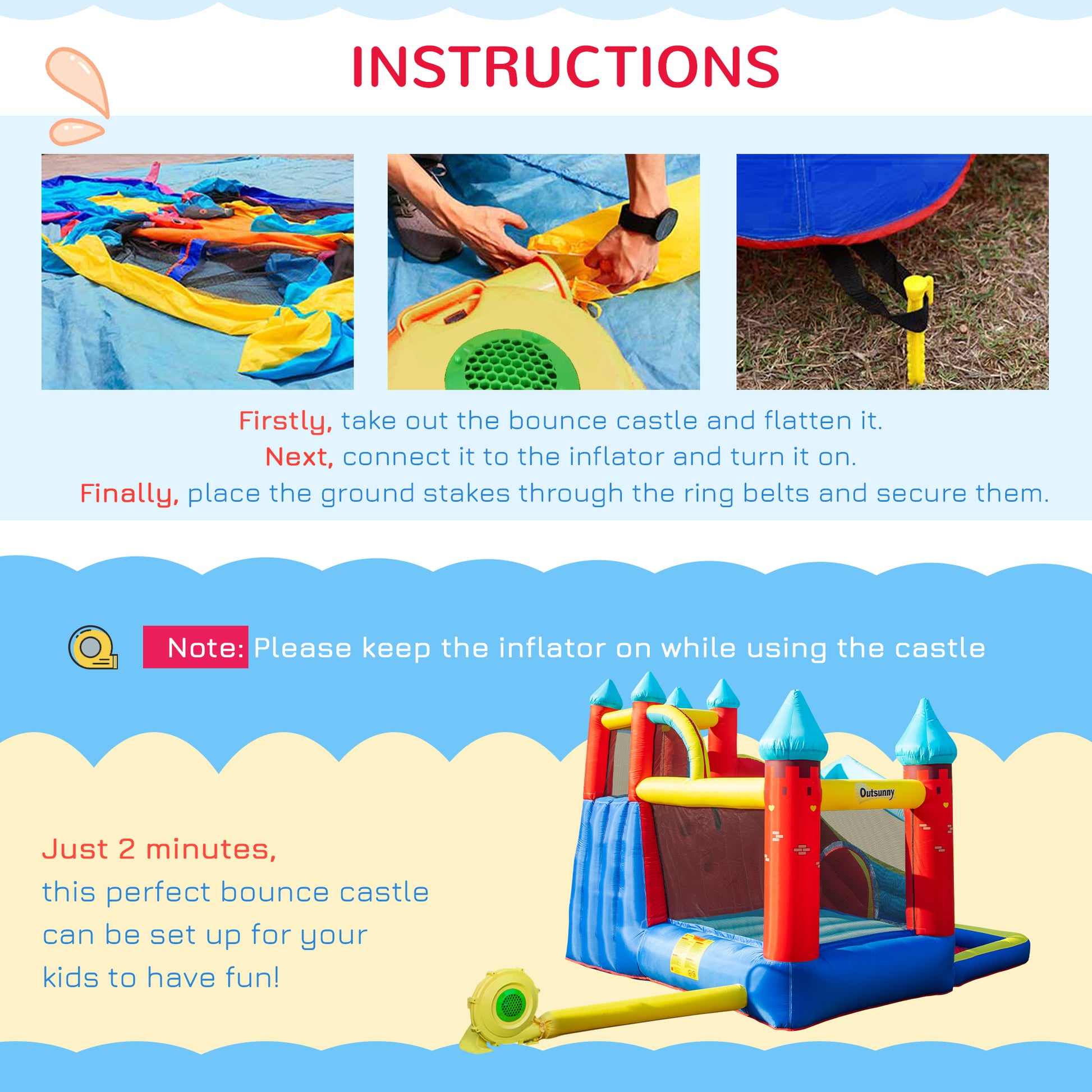 Outsunny Kids Bouncy Castle