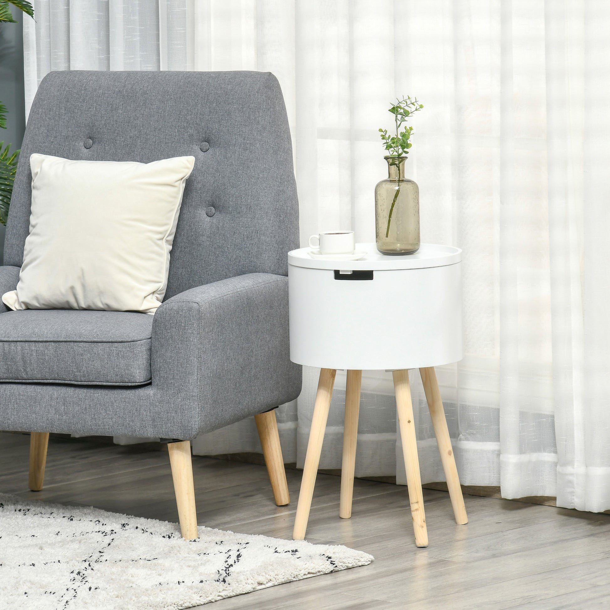 Homcom Modern Side Table with Hidden Storage Space