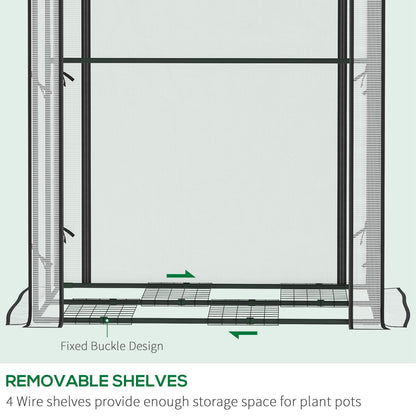 Outsunny Mini Greenhouse with Shelves Portable Garden Grow House for Plants with Roll Up Door and Vents