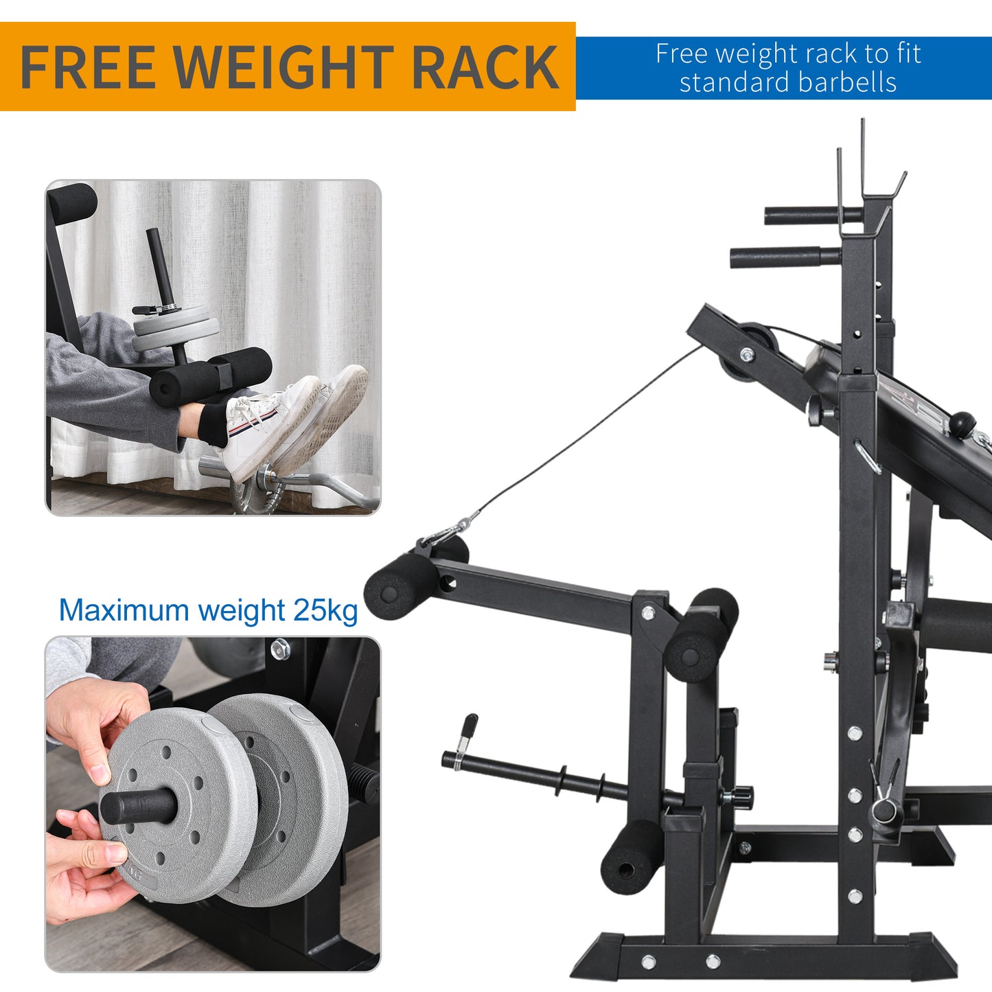 Homcom Multi-Exercise Full-Body Weight Rack with Bench Press