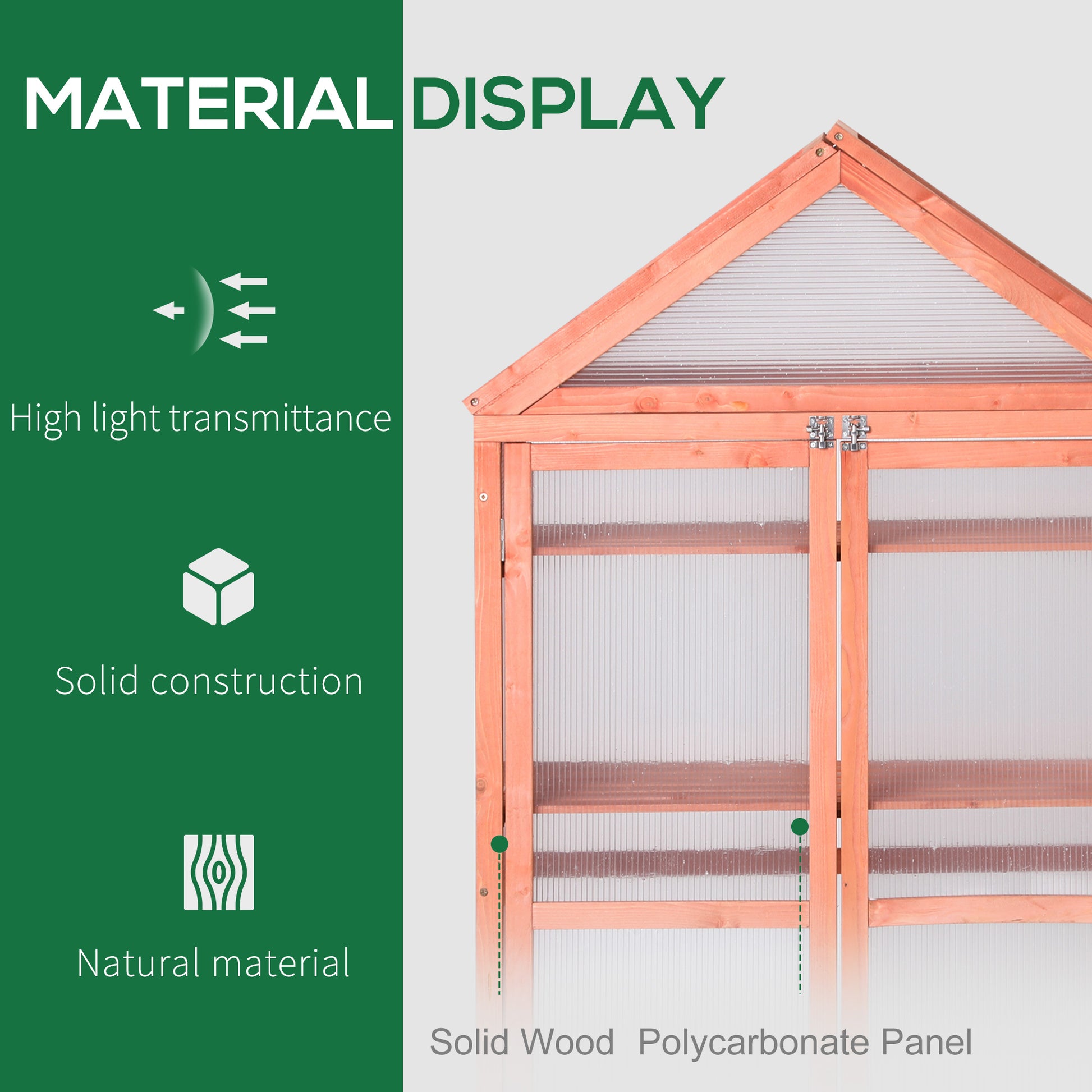 Outsunny 80 x 47 x 138cm Garden Cold Frame Polycarbonate Greenhouse with Adjustable Shelves