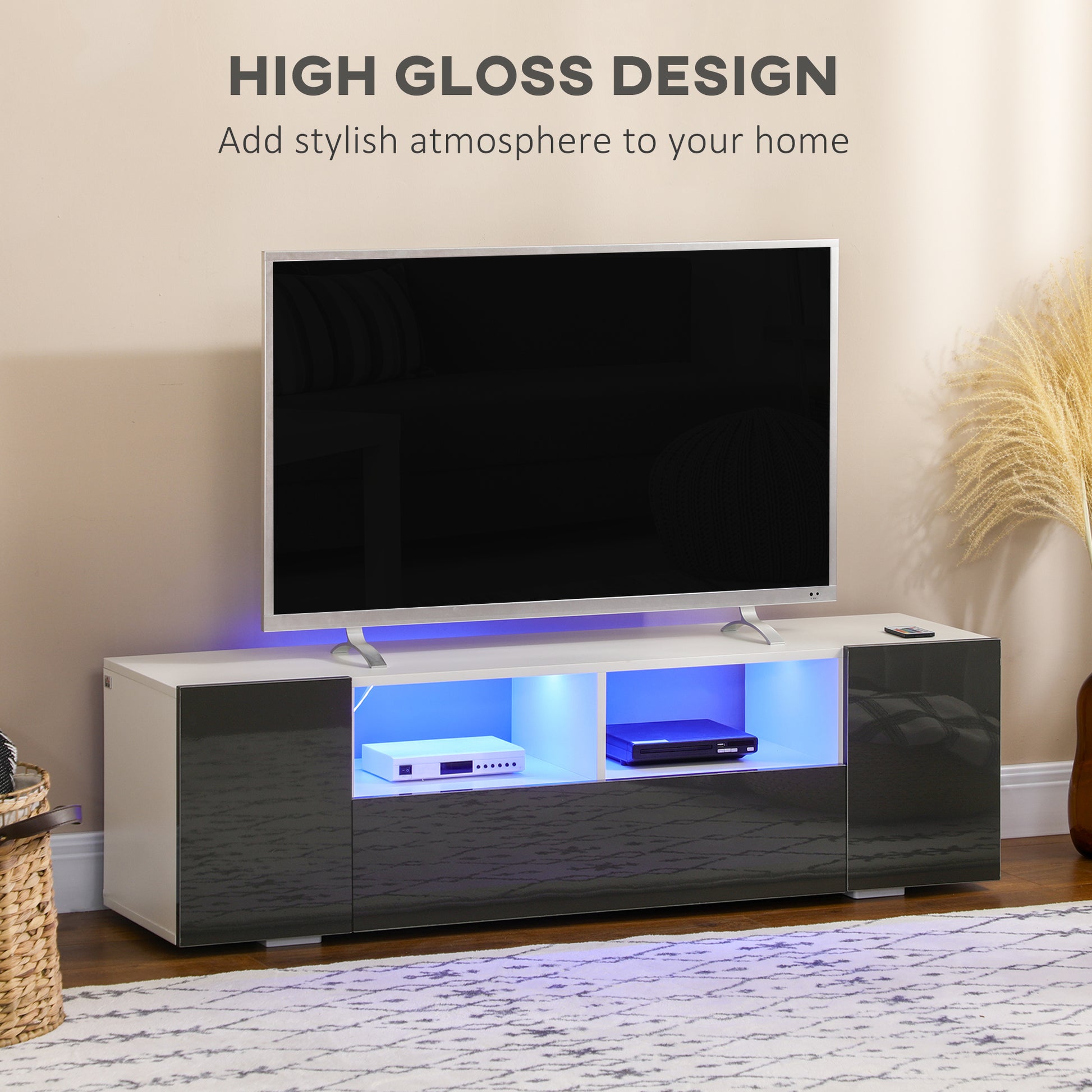 Homcom Modern TV Stand Unit for TVs up to 60" with LED Lights