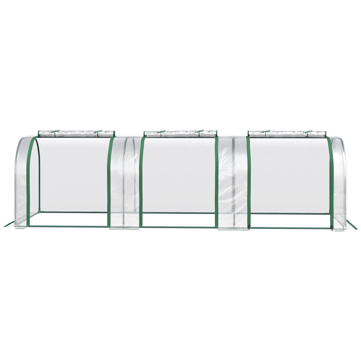 Outsunny PVC Tunnel Greenhouse Green Grow House Steel Frame for Garden Backyard with Zipper Doors 295x100x80 cm