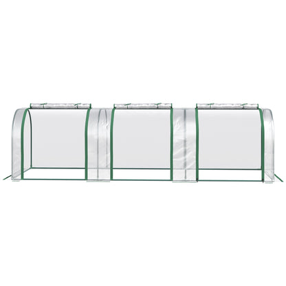 Outsunny PVC Tunnel Greenhouse Green Grow House Steel Frame for Garden Backyard with Zipper Doors 295x100x80 cm