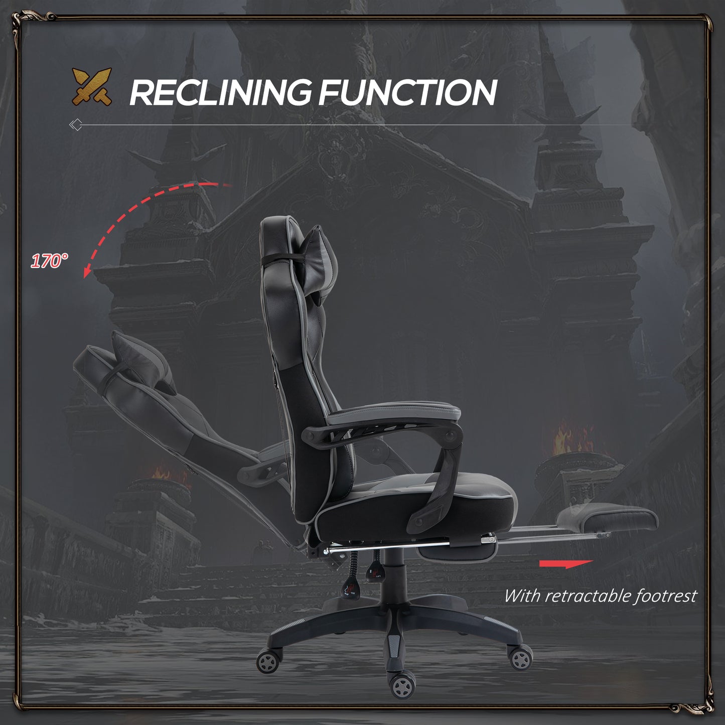 Vinsetto Racing Gaming Chair with Footrest