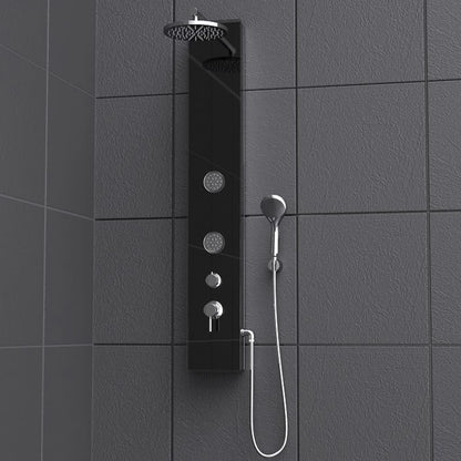 SCHÜTTE Glass Shower Panel with Single Lever Mixer GLASDUSCHPANEEL Anthracite