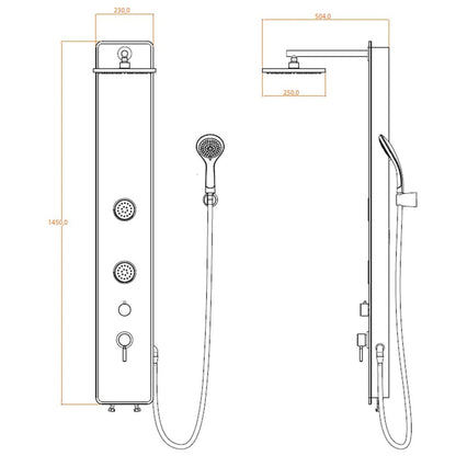 SCHÜTTE Glass Shower Panel with Single Lever Mixer GLASDUSCHPANEEL Anthracite