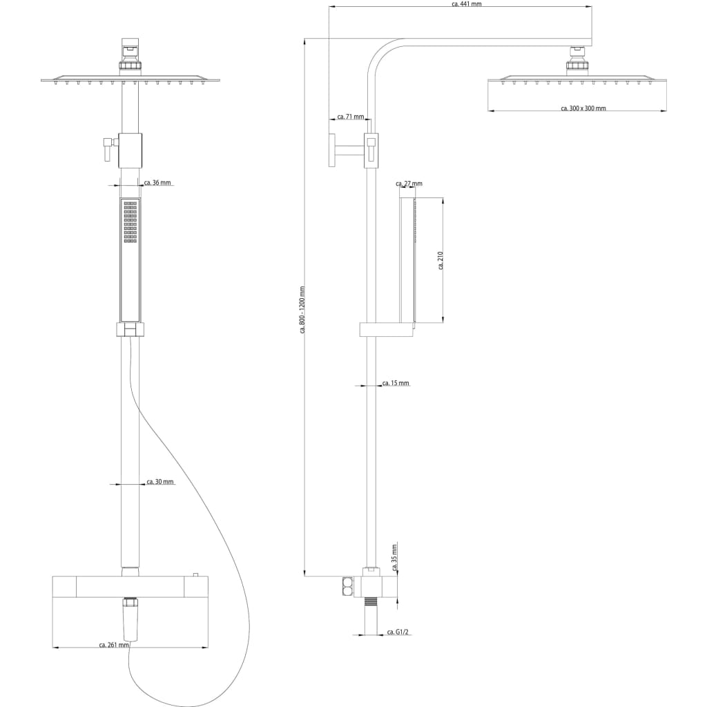 SCHÜTTE Thermostatic Dual Shower System SUMBA