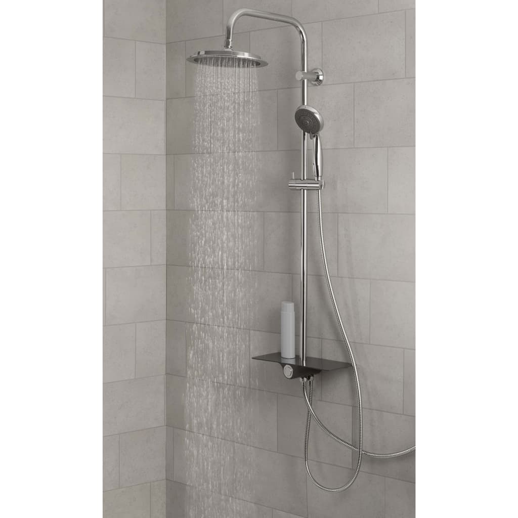 SCHÜTTE Overhead Shower Set with Tray AQUASTAR Anthracite-Chrome