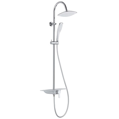 SCHÜTTE Overhead Shower Set with Single Lever Mixer and Tray WATERWAY Chrome-White