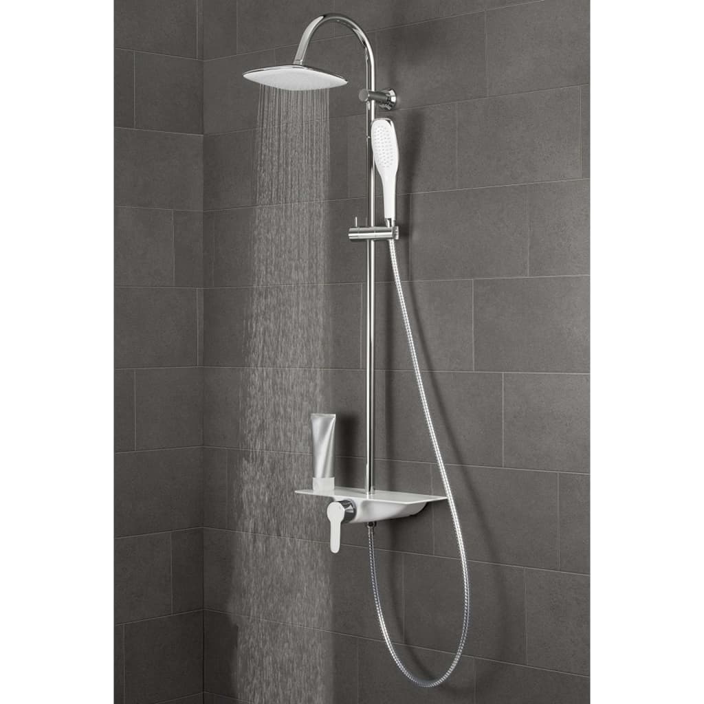 SCHÜTTE Overhead Shower Set with Single Lever Mixer and Tray WATERWAY Chrome-White