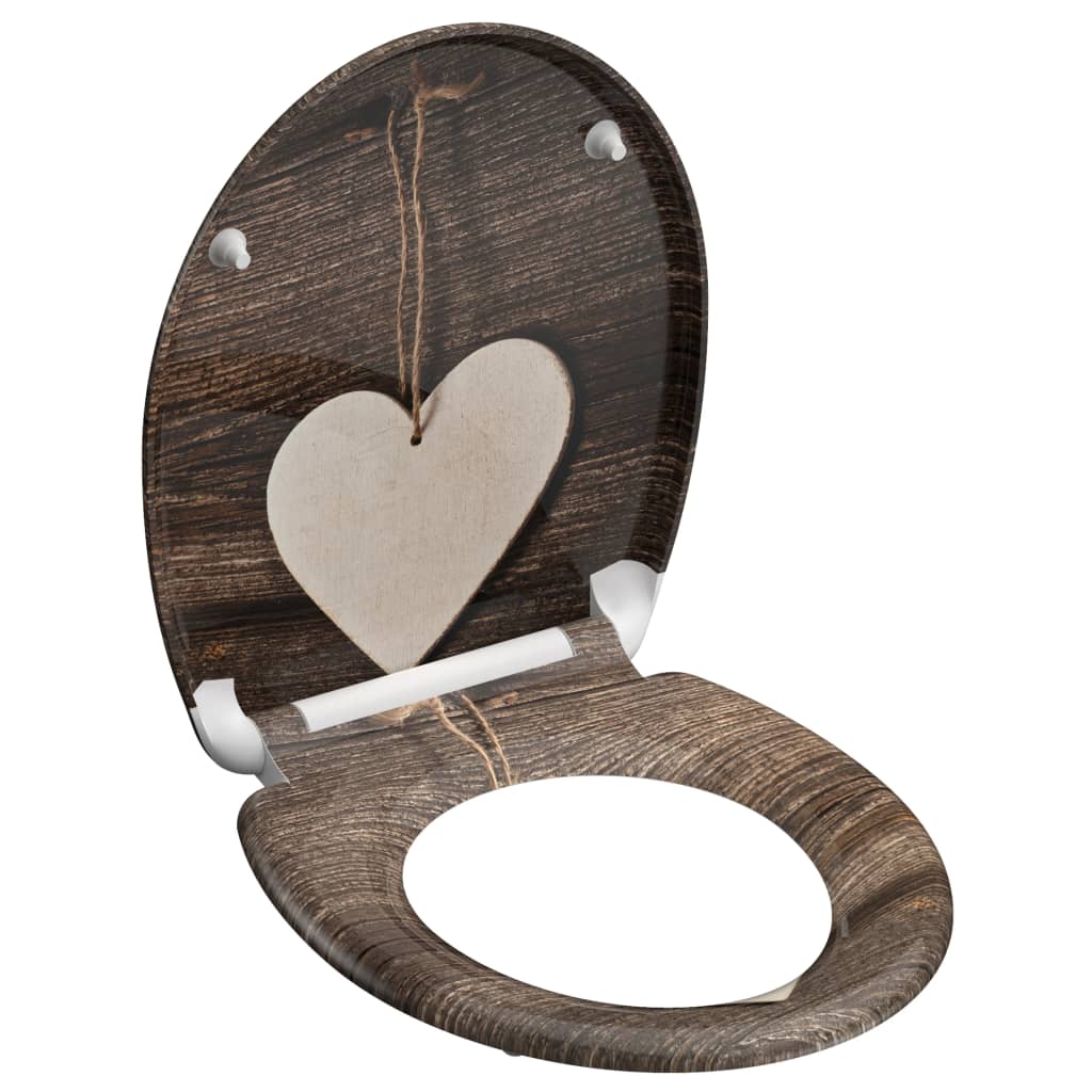 SCHÜTTE Duroplast Toilet Seat with Soft-Close WOOD HEART Printed