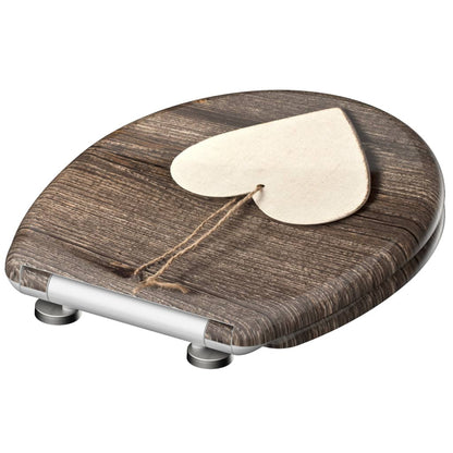 SCHÜTTE Duroplast Toilet Seat with Soft-Close WOOD HEART Printed