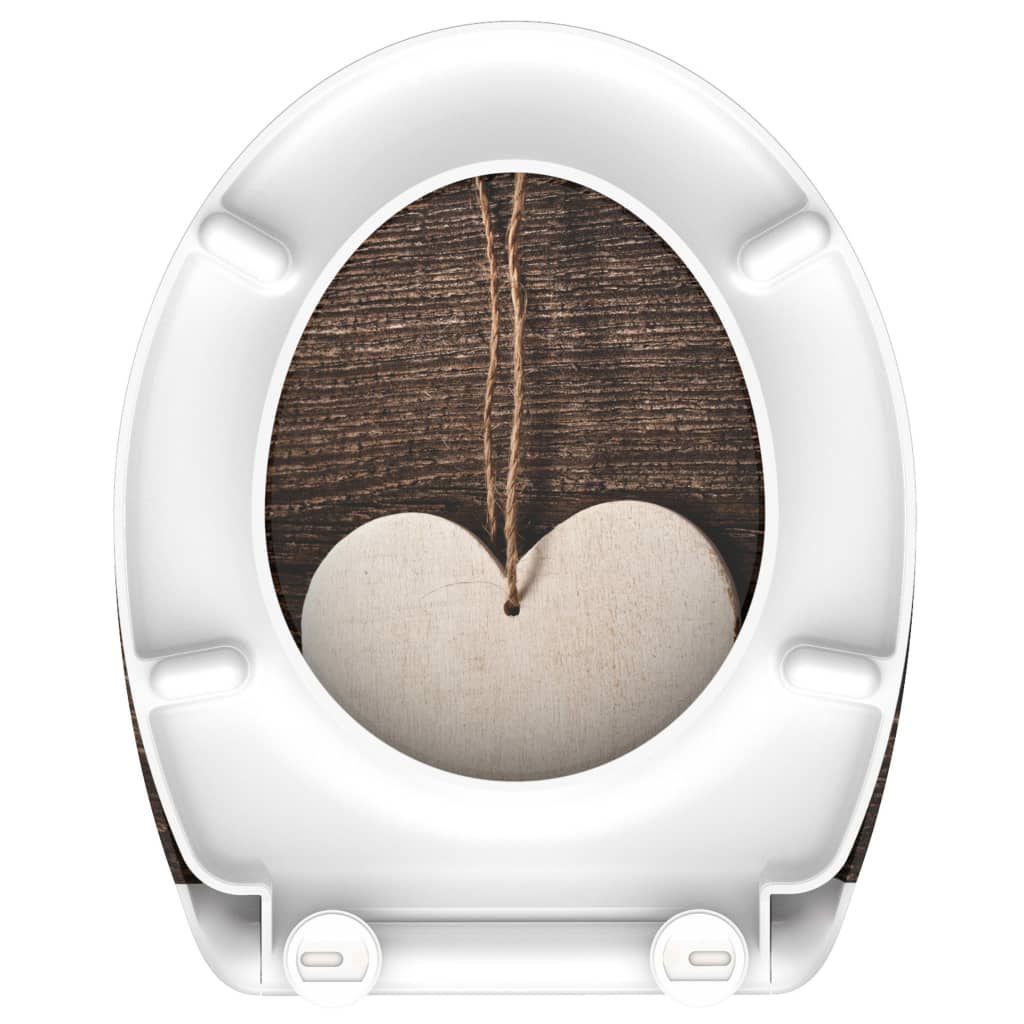 SCHÜTTE Duroplast Toilet Seat with Soft-Close WOOD HEART Printed