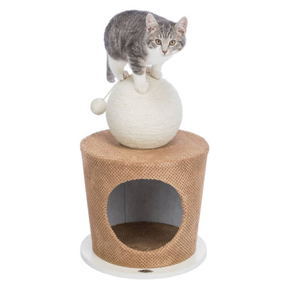 TRIXIE Cat Cuddly Cave with Scratching Ball 36x50 cm Taupe