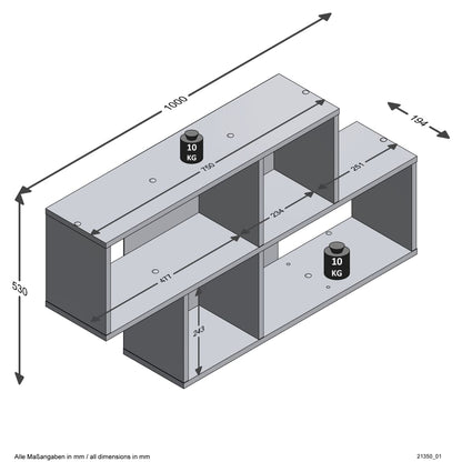 FMD Wall-mounted Shelf with 4 Compartments White