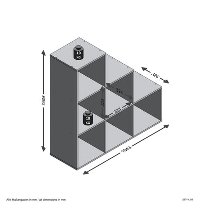 FMD Room Divider with 6 Compartments 104.3x32.6x106.5 cm Sand Oak