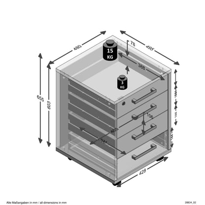 FMD Mobile Drawer Cabinet 48x49.5x65.5 cm White