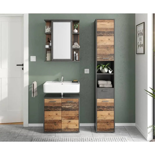 FMD Mirrored Bathroom Cabinet Matera Old Style Dark