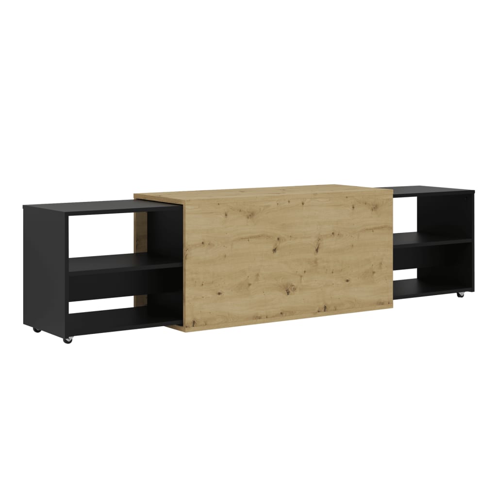 FMD TV Unit Cabinet 194.5x39.9x49.2 cm Artisan Oak and Black