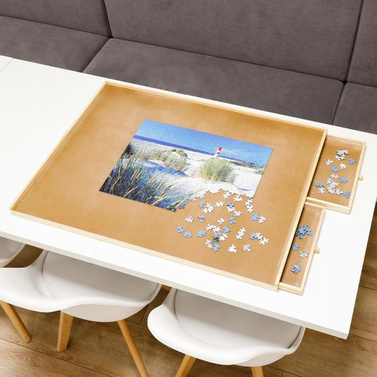 HI Puzzle Table with 4 Drawers 90x 67x4.5 cm Wood