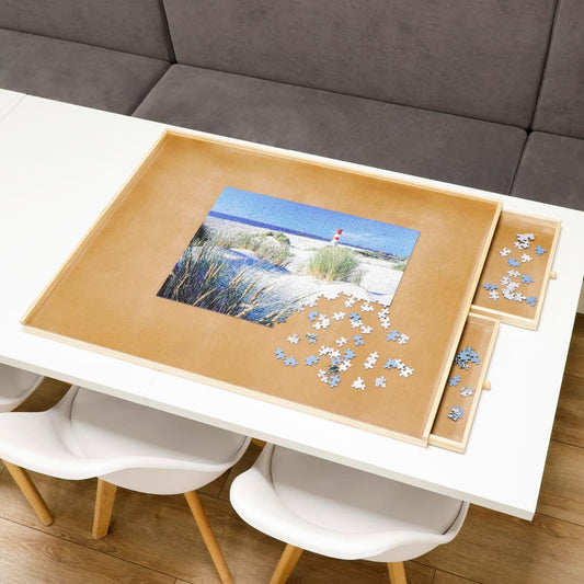 HI Puzzle Table with 4 Drawers 76x57x4.5 cm Wood