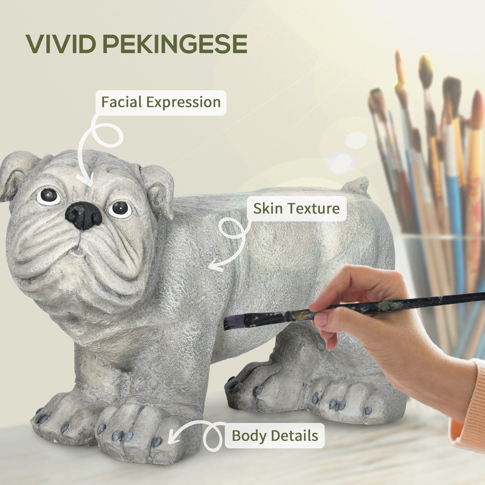 Outsunny Realistic Pekingese Sculpture