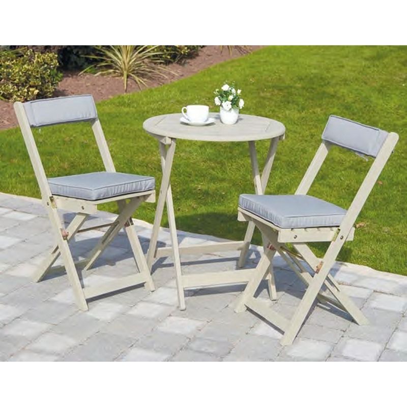 Raffles Garden Bistro Set by Greenhurst - 2 Seats Grey Cushions