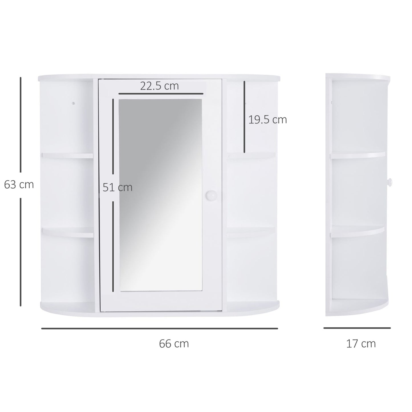 Homcom Wall Mounted Bathroom Cabinet with Mirror Single Door Storage Organizer 2-tier Inner Shelves White