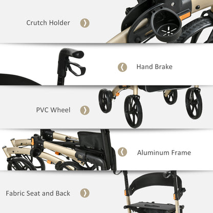 Homcom Folding Rollator with Cane Holder