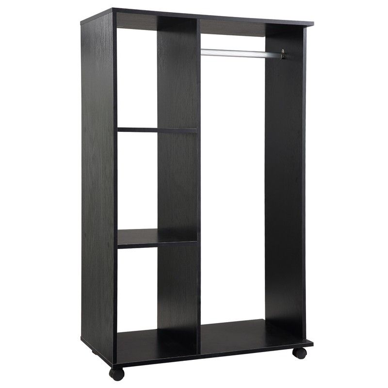 Homcom Single Rail & Shelf Open Wardrobe - Black