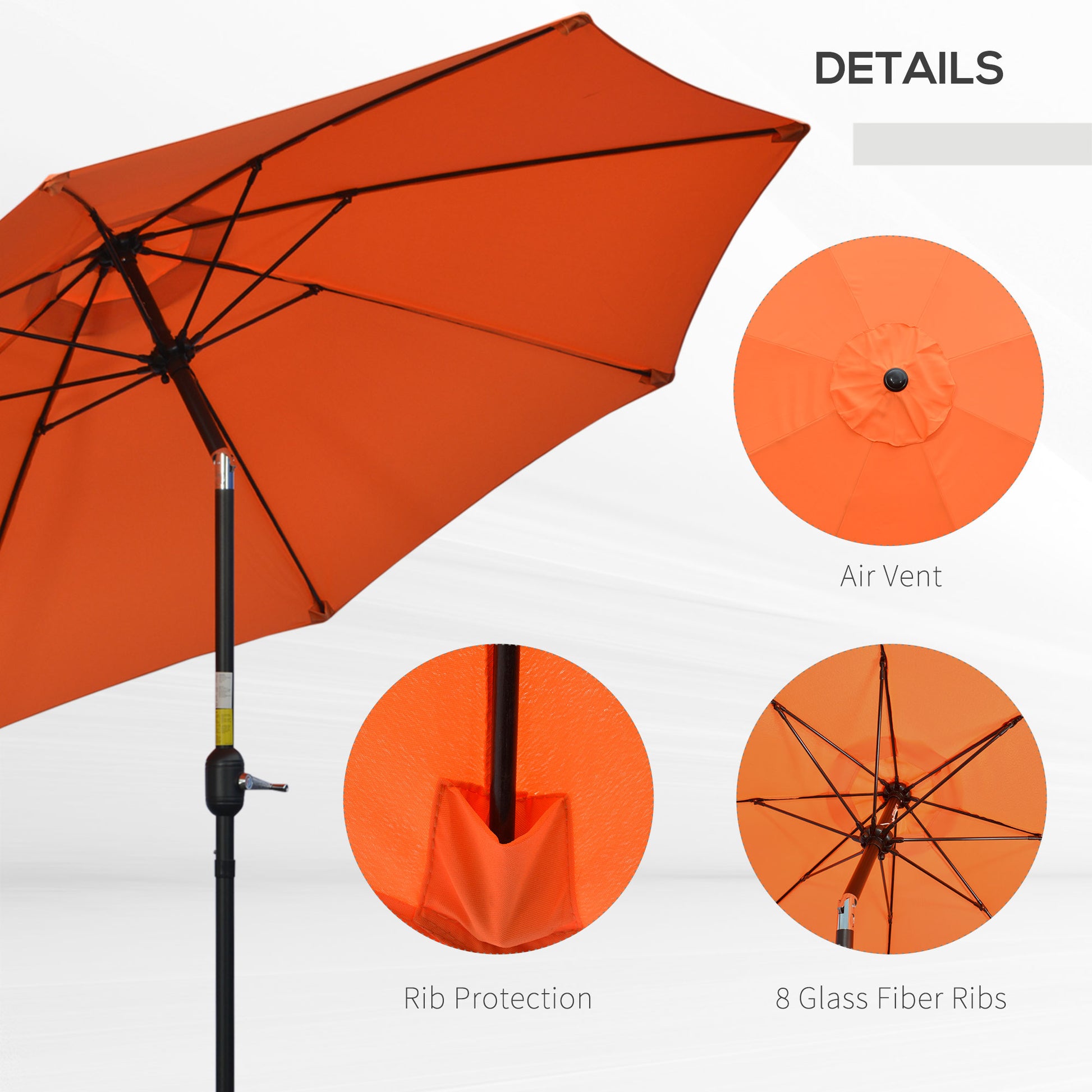 Outsunny 2.6M Patio Parasol Sun Umbrella