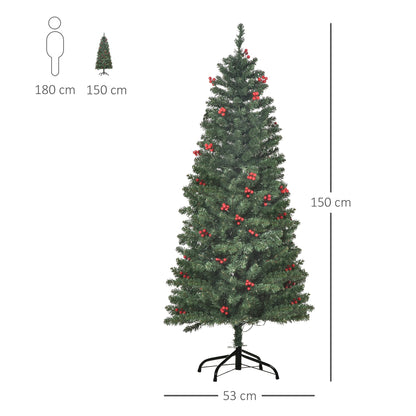 Homcom 5FT Prelit Artificial Pencil Christmas Tree with Warm White LED Light