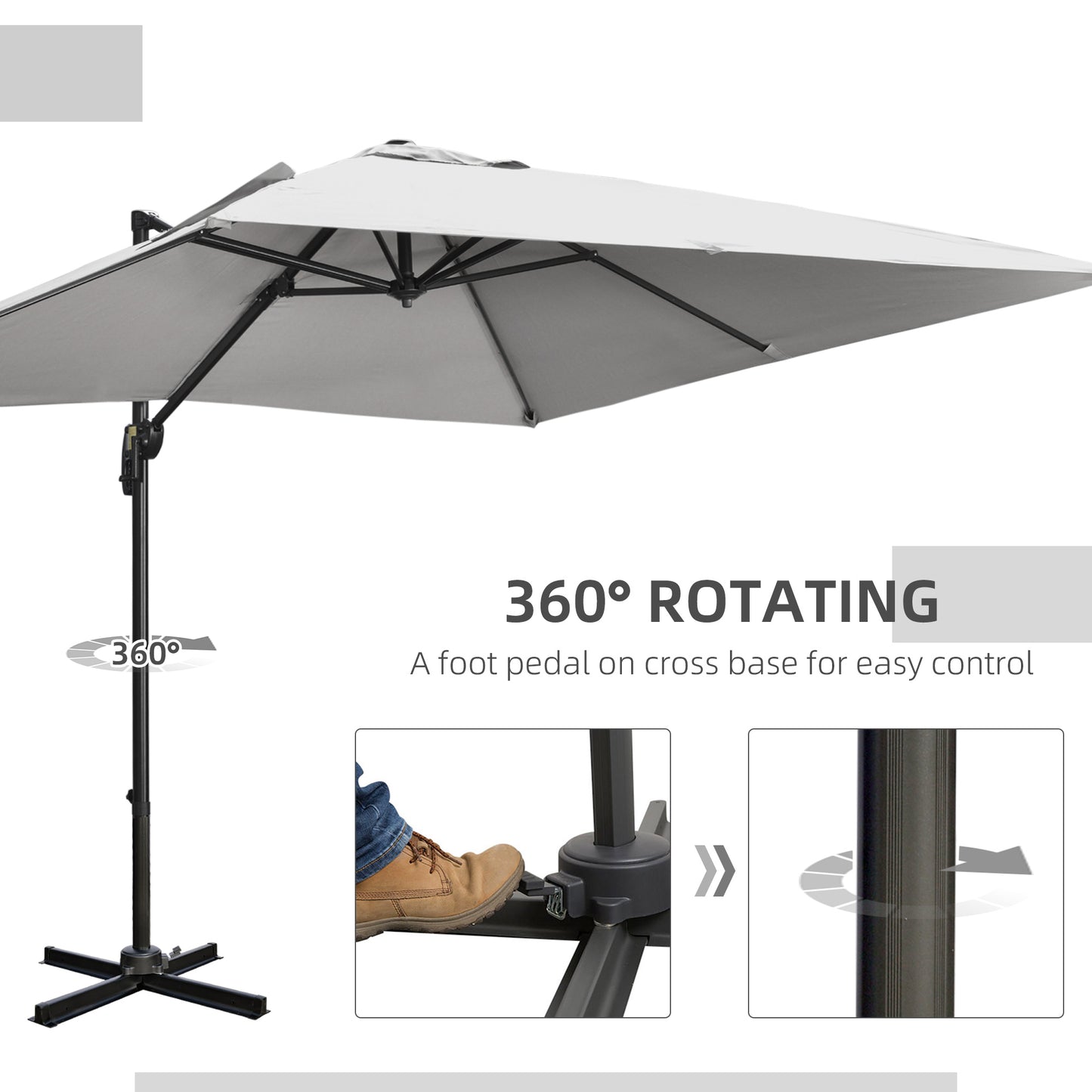 Outsunny 2.7m Square Overhanging Cantilever Umbrella