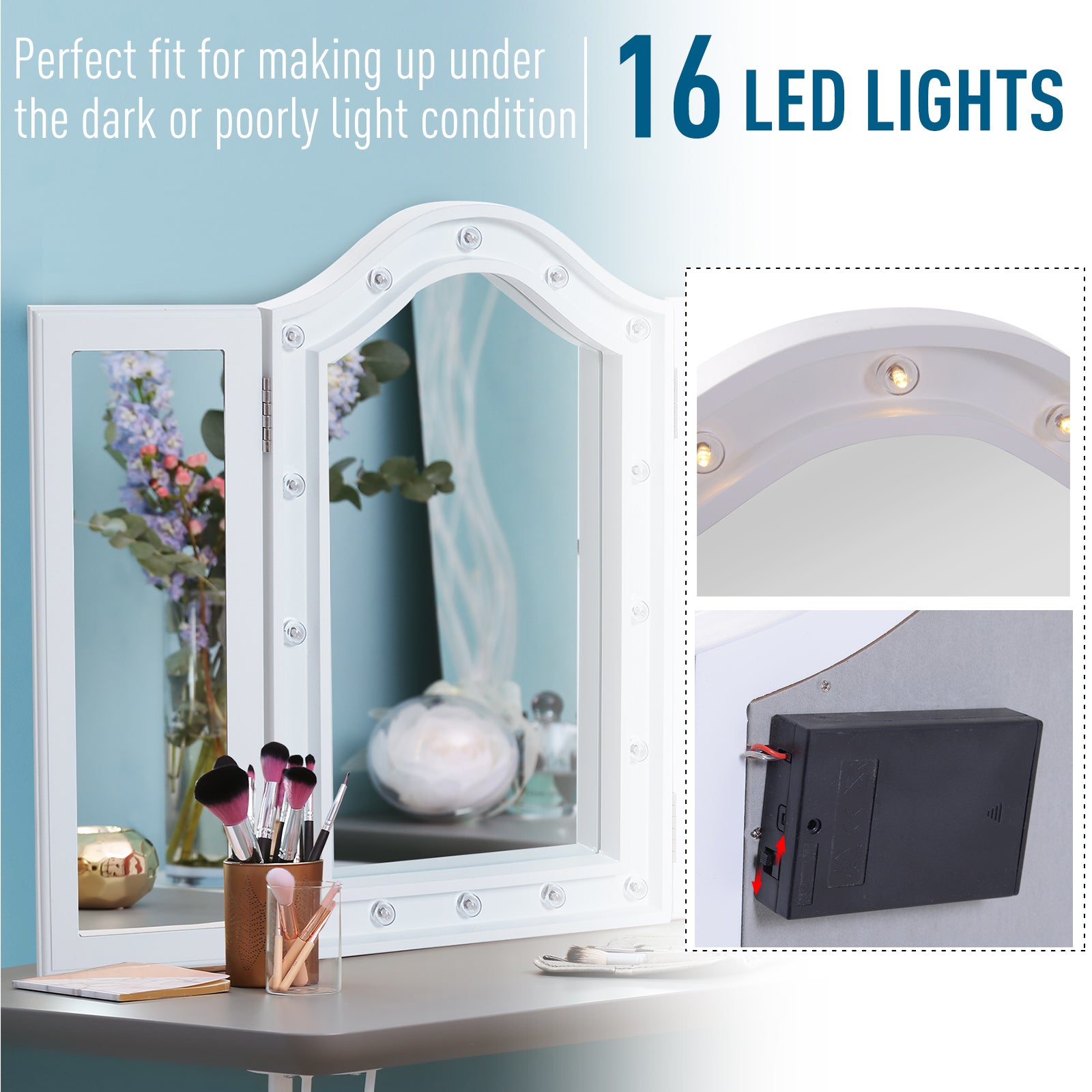 Homcom Trifold Freestanding Mirror