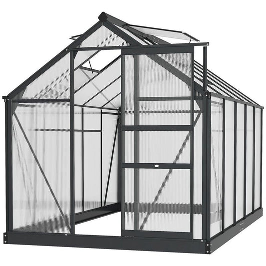 Outsunny Clear Polycarbonate Greenhouse Large Walk-In Green House Garden Plants Grow Galvanized Base Aluminium Frame With Slide Door