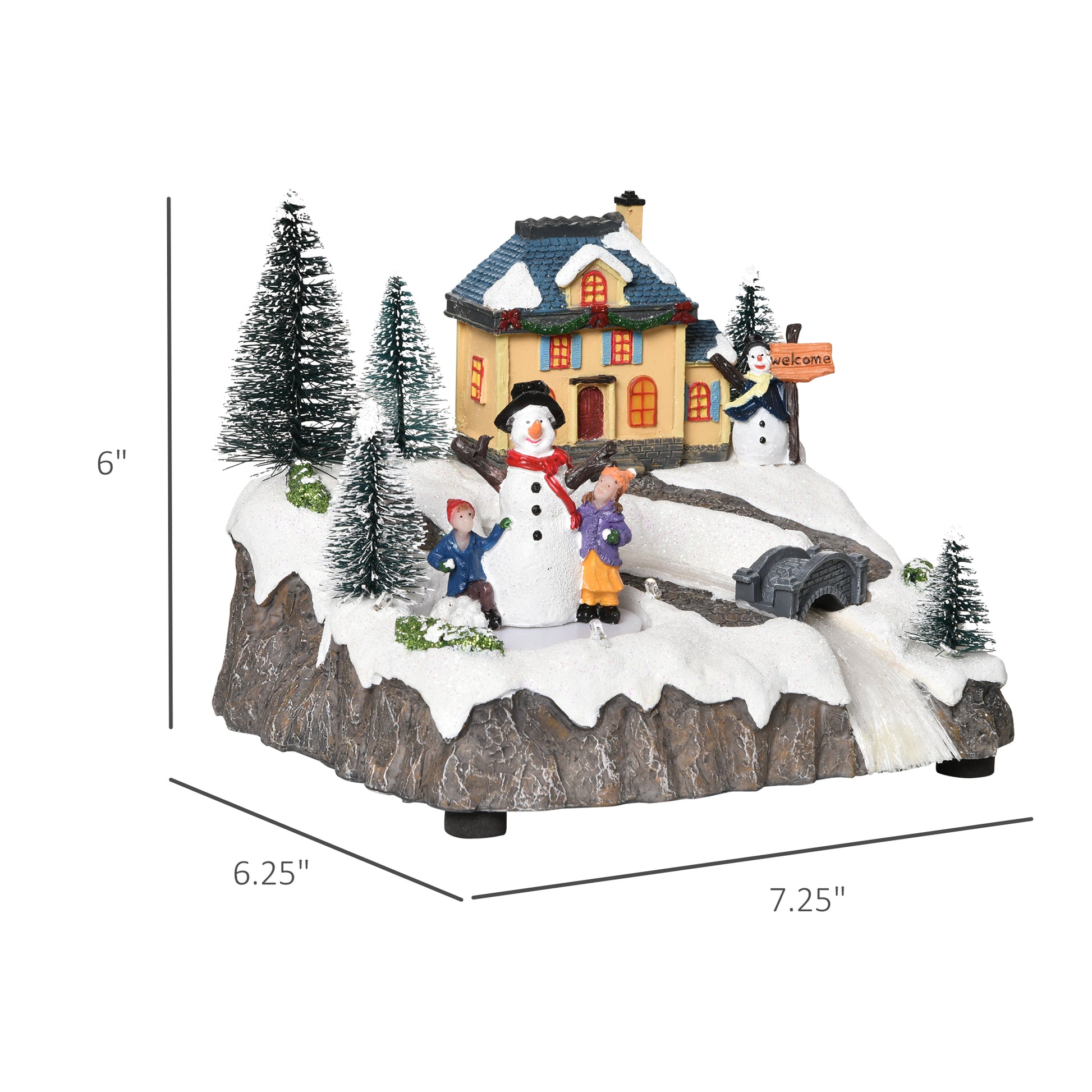 Homcom Animated Christmas Village Scene Musical Holiday Decoration with LED Light